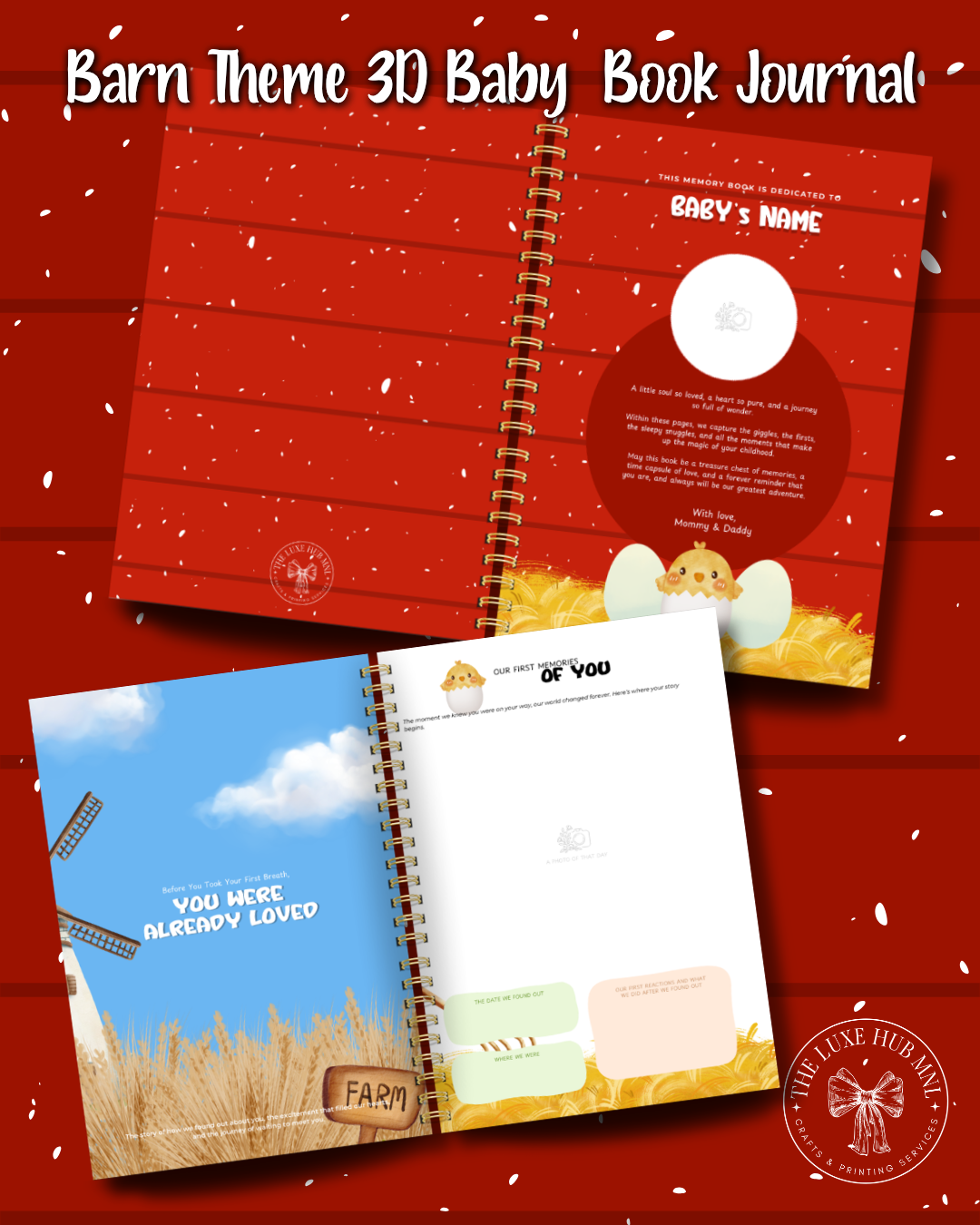 Barn Animals Baby Memory Book | Personalized Baby Memory Keeper