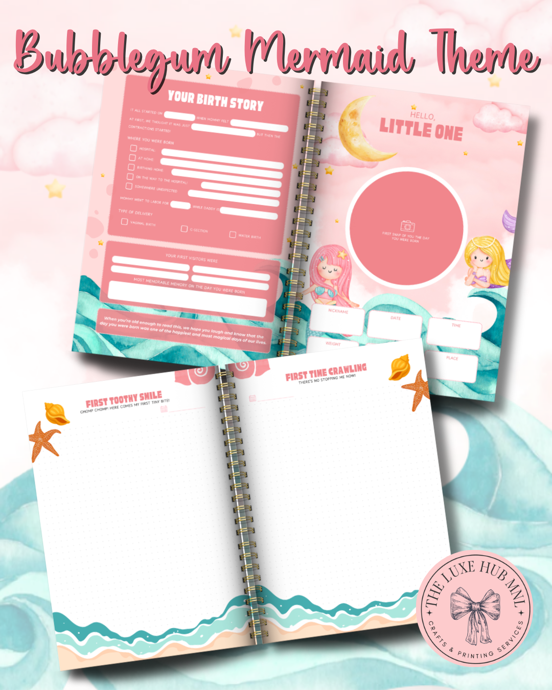 Bubblegum Mermaid Baby Memory Book