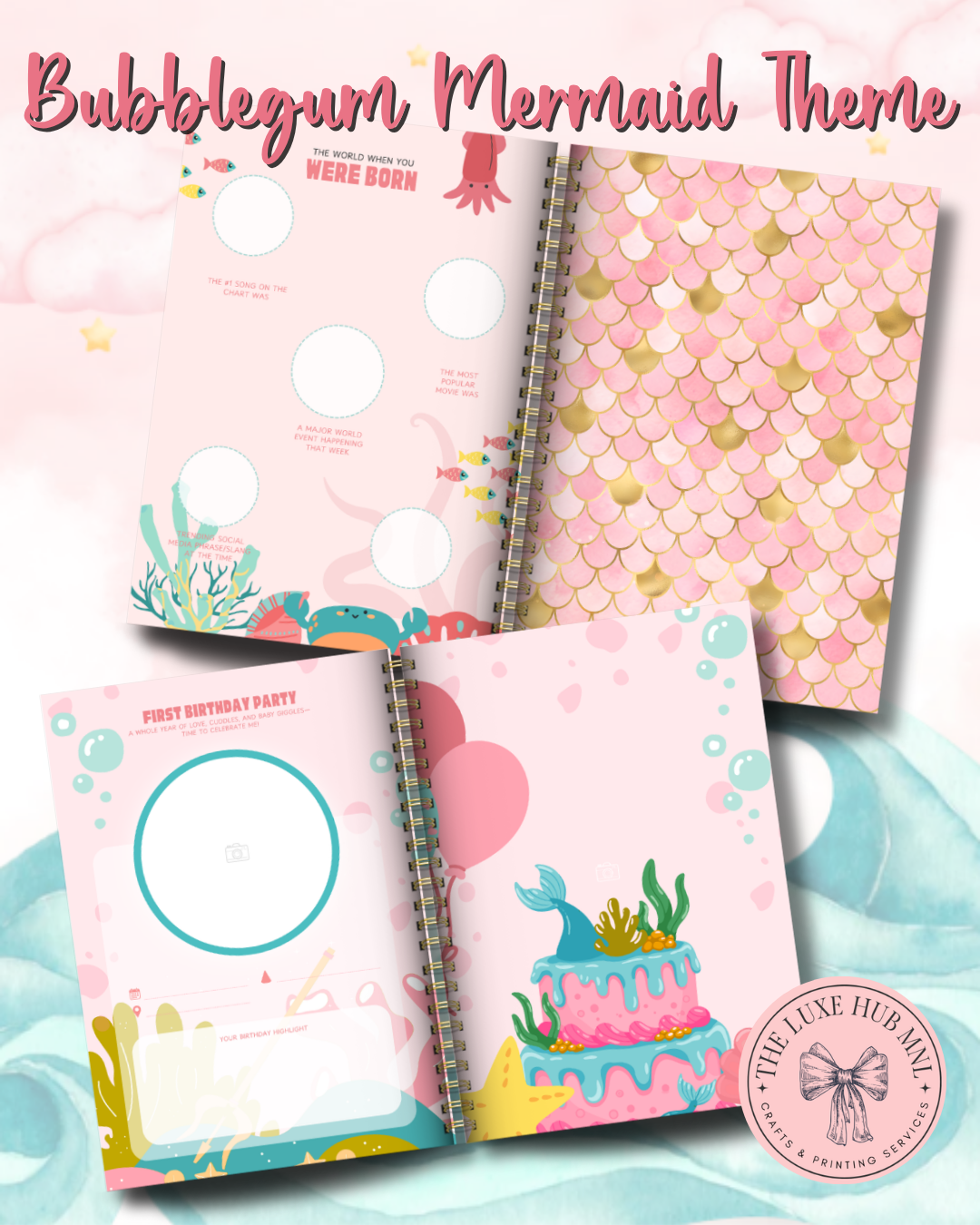 Bubblegum Mermaid Baby Memory Book