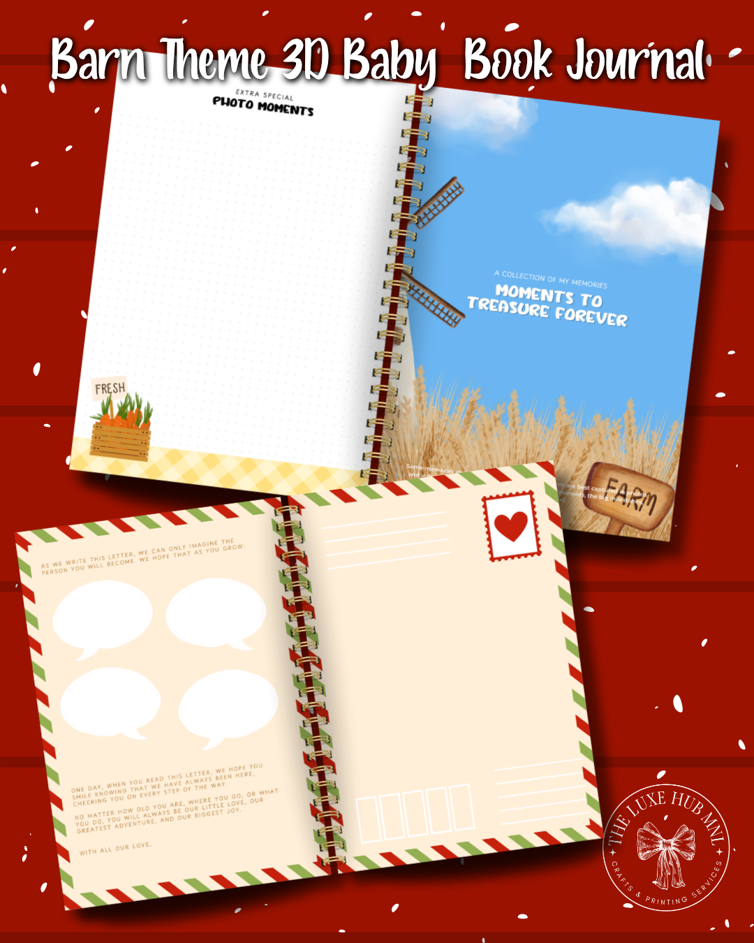 Barn Animals Baby Memory Book | Personalized Baby Memory Keeper