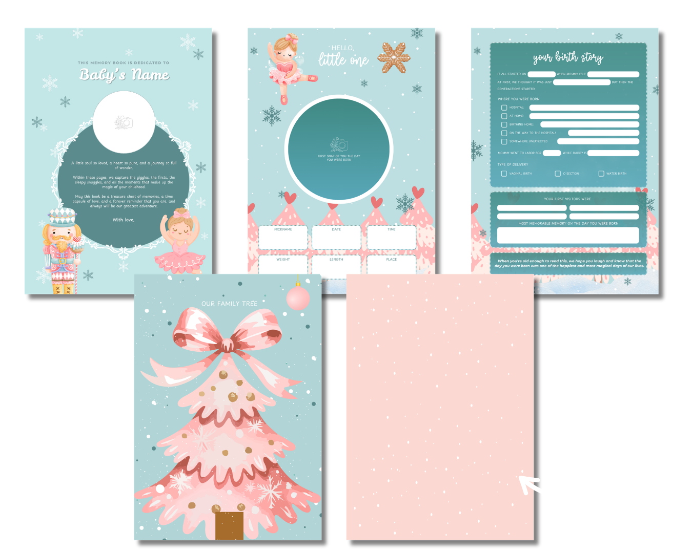 The Nutcracker Baby Memory Book Template | Editable Canva Digital Download