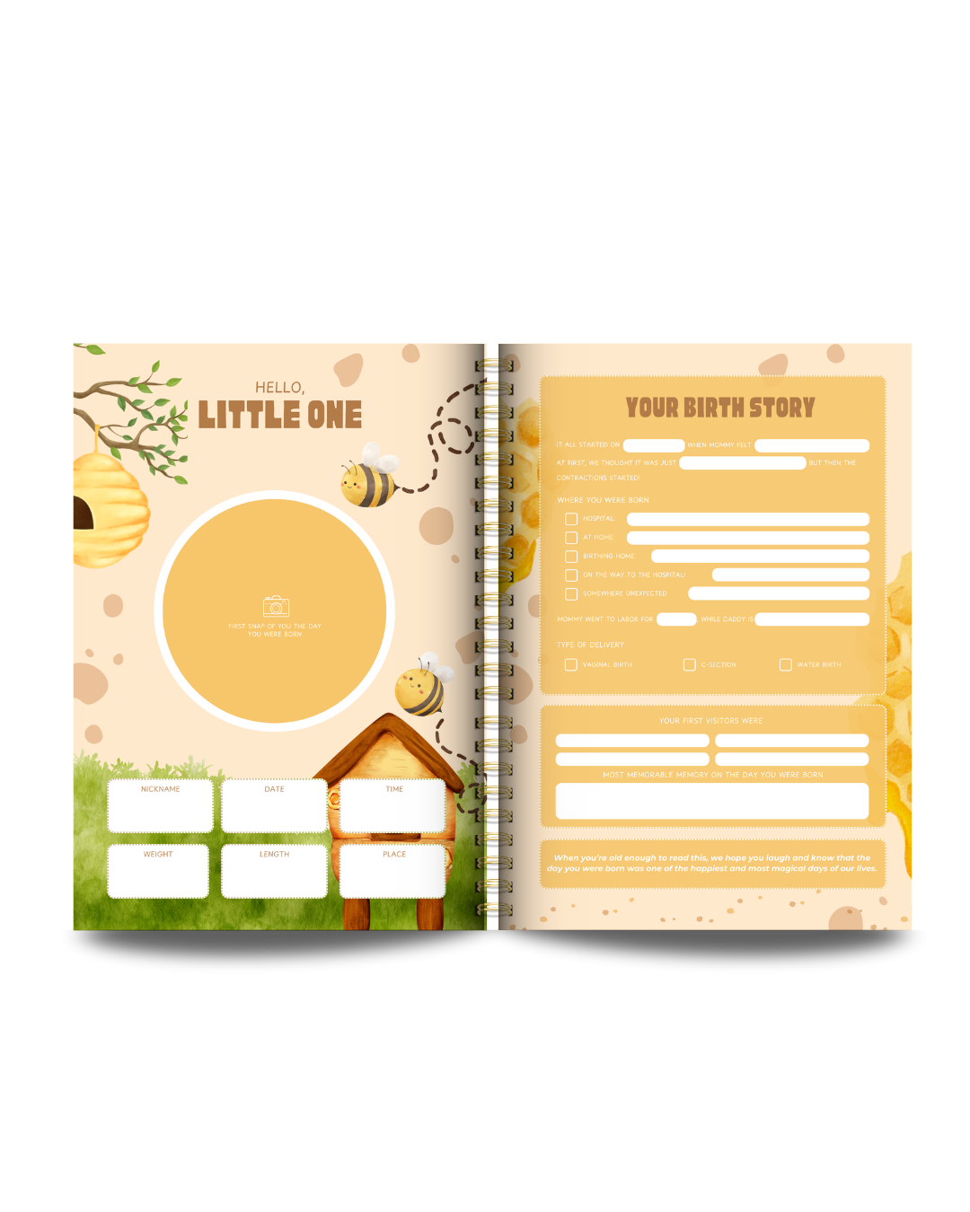 Honey Bee Theme Baby Memory Book